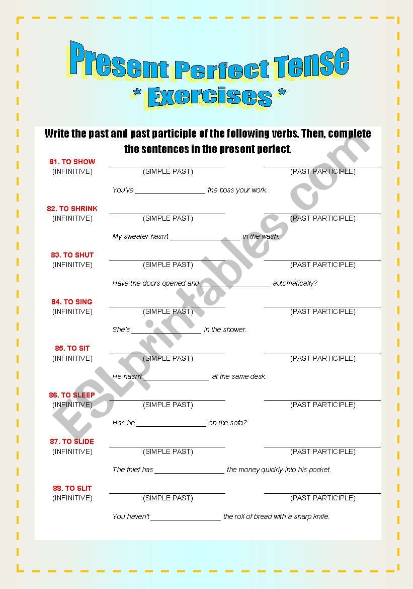 Exercises - Verbs & Present Perfect Tense [6/8]